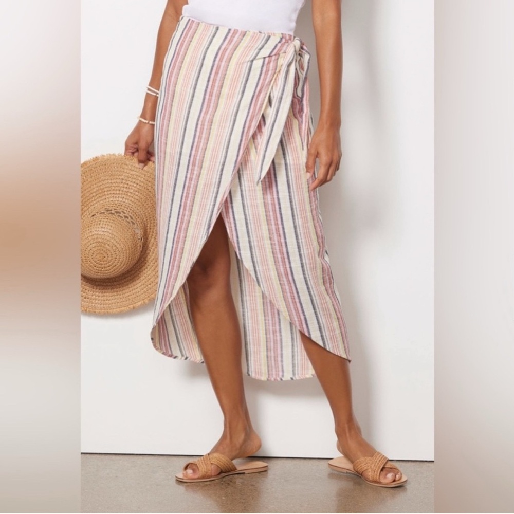Free People Striped Wrap Midi Skirt | size 8